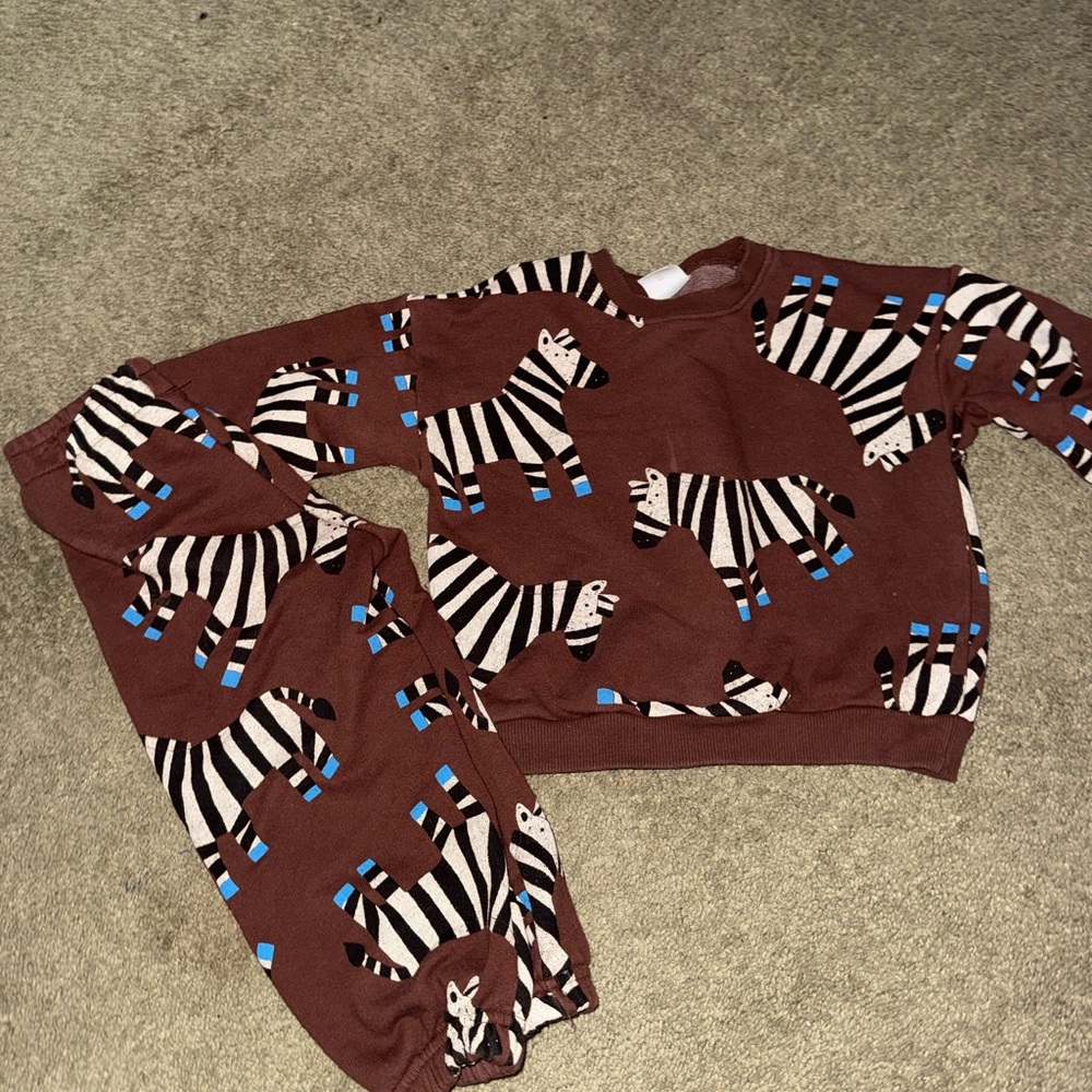 Zara Brown Zebra Print Kids Matching Set